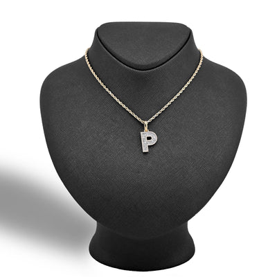10k Yellow Gold 0.5 CTW Natural Diamond Initial "P" Pendant 2.1g Alphabet Charm - Elite Jewelers - Charms & Pendants