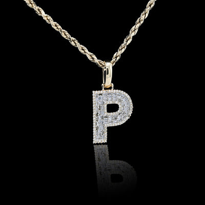 10k Yellow Gold 0.5 CTW Natural Diamond Initial "P" Pendant 2.1g Alphabet Charm - Elite Jewelers - Charms & Pendants