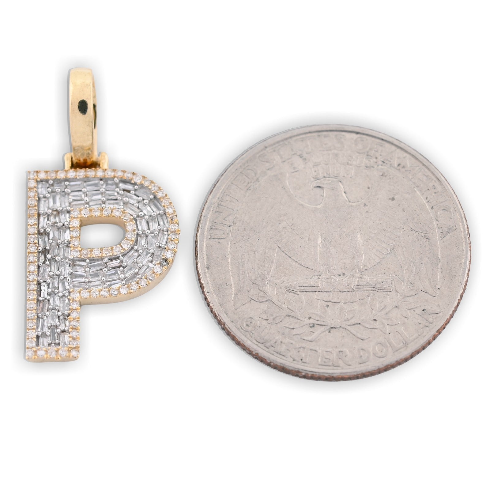 10k Yellow Gold 0.5 CTW Natural Diamond Initial "P" Pendant 2.1g Alphabet Charm - Elite Jewelers - Charms & Pendants