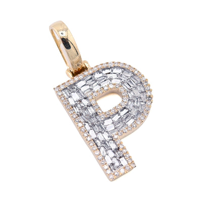 10k Yellow Gold 0.5 CTW Natural Diamond Initial "P" Pendant 2.1g Alphabet Charm - Elite Jewelers - Charms & Pendants