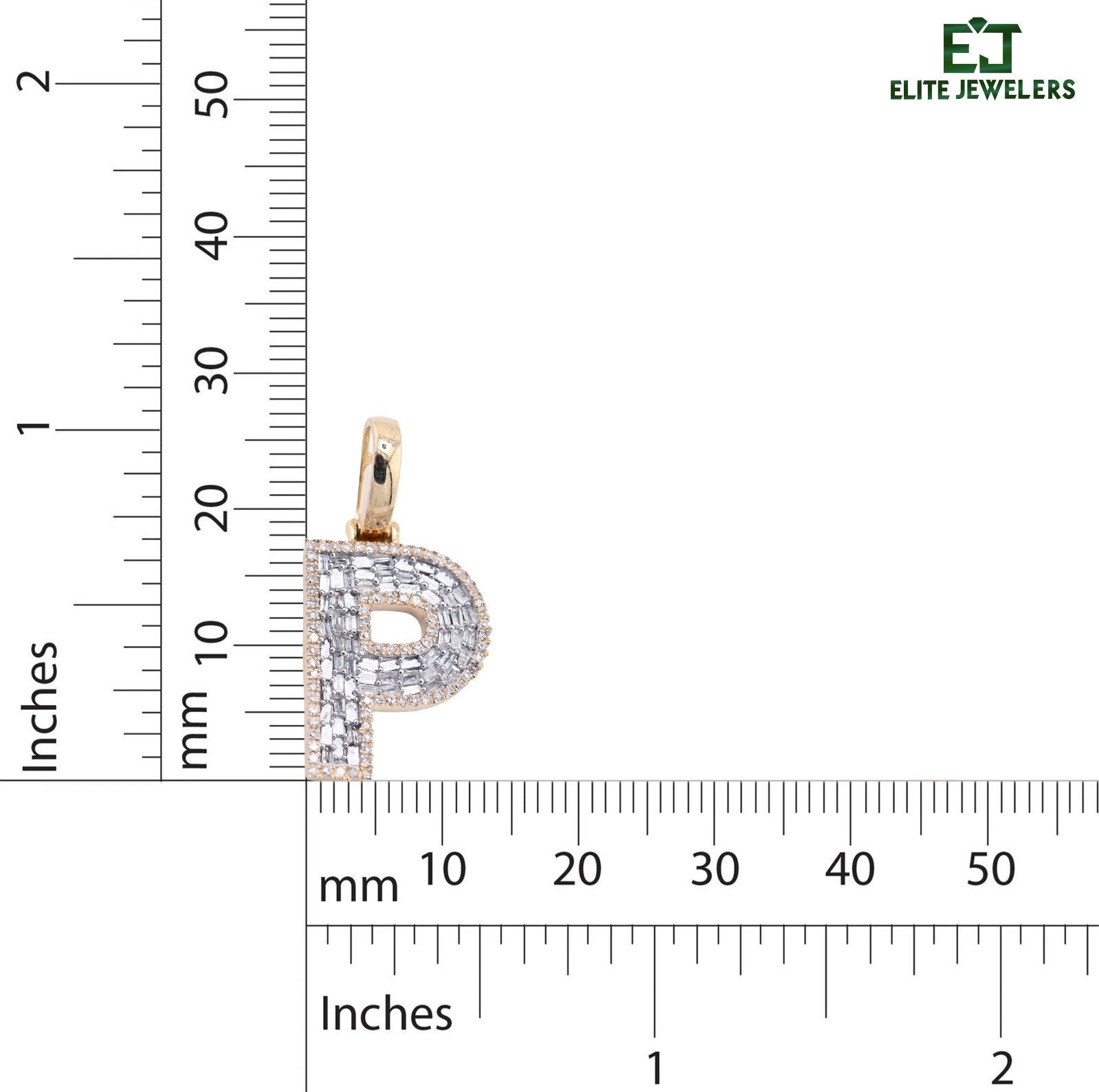 10k Yellow Gold 0.5 CTW Natural Diamond Initial "P" Pendant 2.1g Alphabet Charm - Elite Jewelers - Charms & Pendants