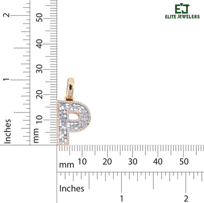 10k Yellow Gold 0.5 CTW Natural Diamond Initial "P" Pendant 2.1g Alphabet Charm - Elite Jewelers - Charms & Pendants