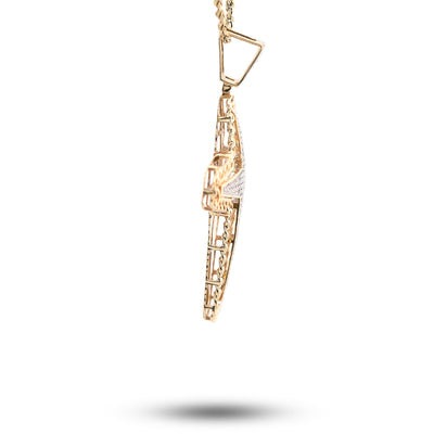 10K Yellow Gold 0.50CT Natural Diamond Chain Link Edge Cross Religious Men Charm Women Pendant - Elite Jewelers - Charms & Pendants