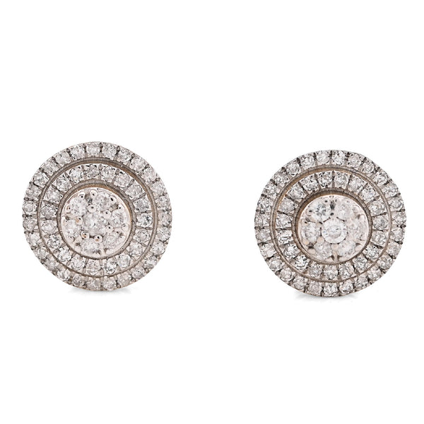 10K Yellow Gold 0.50CT Natural Diamond Circular Halo Cluster Studs Women Men Earrings - Elite Jewelers - Earrings