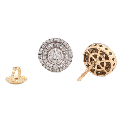 10K Yellow Gold 0.50CT Natural Diamond Circular Halo Cluster Studs Women Men Earrings - Elite Jewelers - Earrings