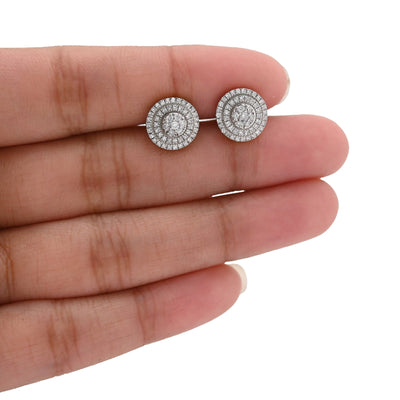 10K Yellow Gold 0.50CT Natural Diamond Circular Halo Cluster Studs Women Men Earrings - Elite Jewelers - Earrings