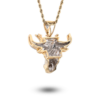 10K Yellow Gold 0.50CT Natural Diamond Crown Bull Custom Men Charm 13.4g Pendant - Elite Jewelers - Charms & Pendants