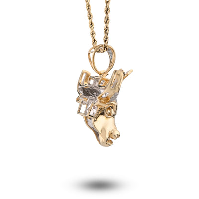 10K Yellow Gold 0.50CT Natural Diamond Crown Bull Custom Men Charm 13.4g Pendant - Elite Jewelers - Charms & Pendants