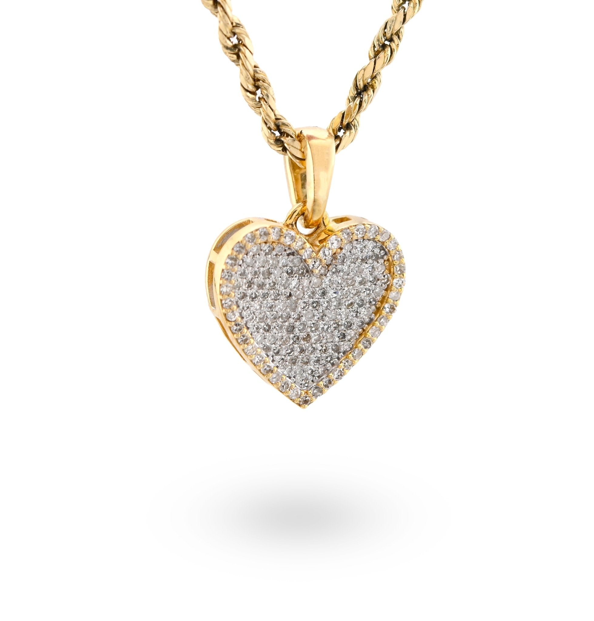 10K Yellow Gold 0.50CT Natural Diamond Heart Shape Pendnat Women Charm 20MM - Elite Jewelers - Charms & Pendants