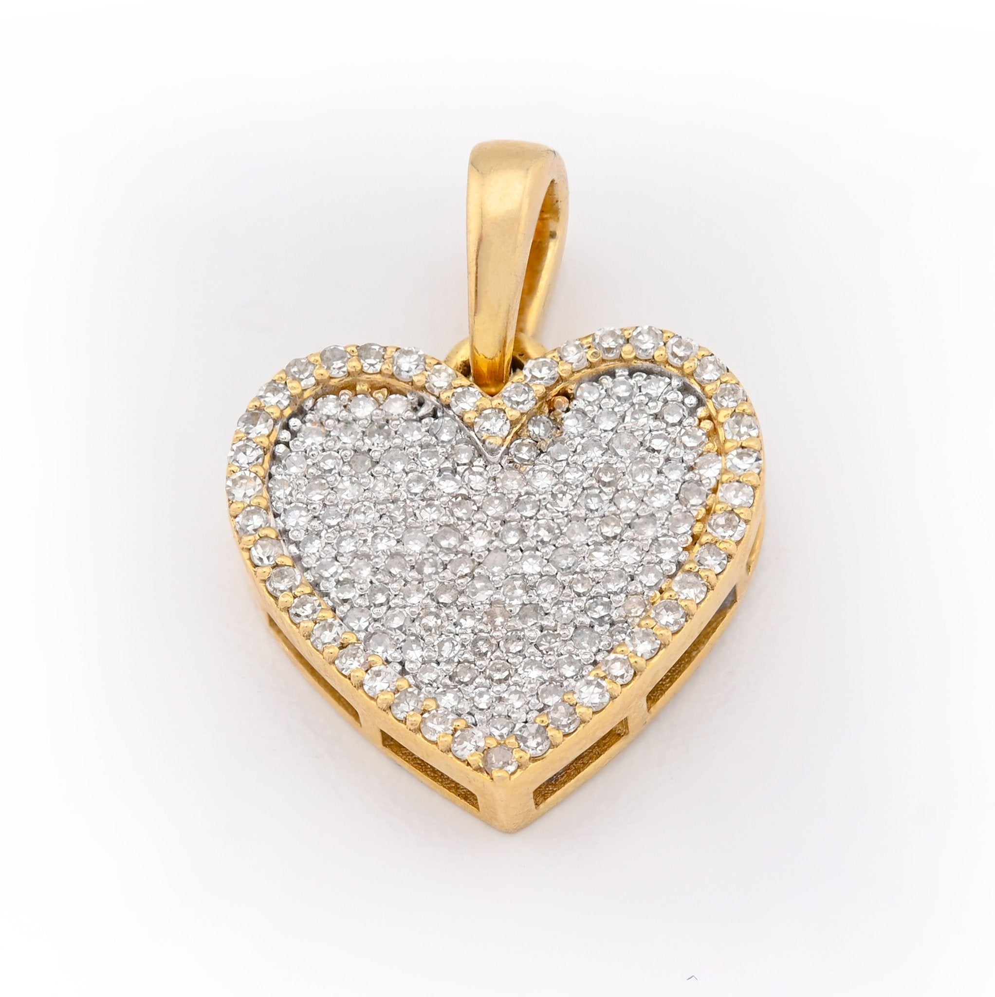 10K Yellow Gold 0.50CT Natural Diamond Heart Shape Pendnat Women Charm 20MM - Elite Jewelers - Charms & Pendants