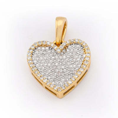 10K Yellow Gold 0.50CT Natural Diamond Heart Shape Pendnat Women Charm 20MM - Elite Jewelers - Charms & Pendants