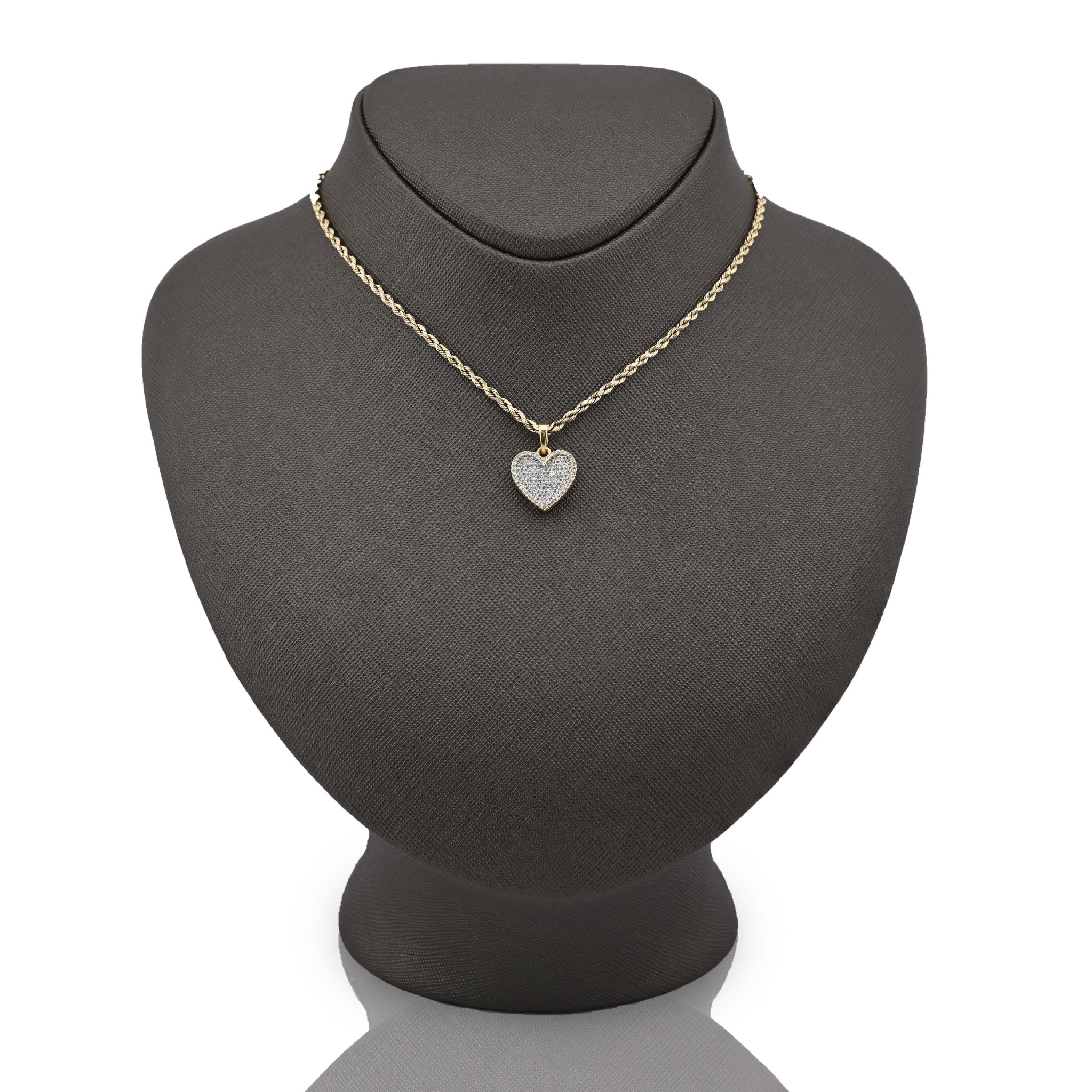 10K Yellow Gold 0.50CT Natural Diamond Heart Shape Pendnat Women Charm 20MM - Elite Jewelers - Charms & Pendants