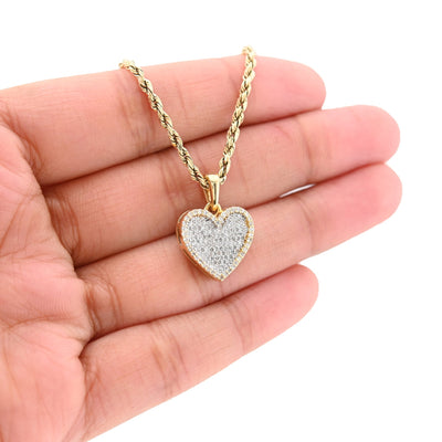 10K Yellow Gold 0.50CT Natural Diamond Heart Shape Pendnat Women Charm 20MM - Elite Jewelers - Charms & Pendants