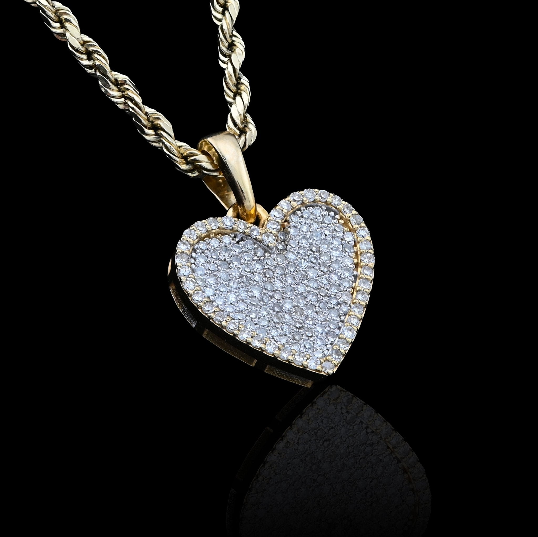 10K Yellow Gold 0.50CT Natural Diamond Heart Shape Pendnat Women Charm 20MM - Elite Jewelers - Charms & Pendants