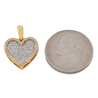 10K Yellow Gold 0.50CT Natural Diamond Heart Shape Pendnat Women Charm 20MM - Elite Jewelers - Charms & Pendants