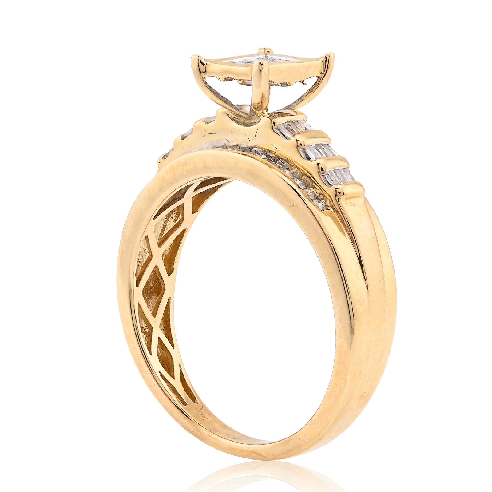 10K Yellow Gold 0.50CT Natural Diamond Rectangular Centre Baguette Women Wedding Ring - Elite Jewelers - Rings