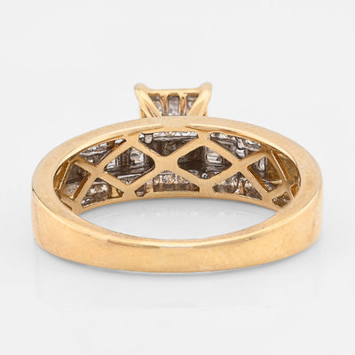 10K Yellow Gold 0.50CT Natural Diamond Rectangular Centre Baguette Women Wedding Ring - Elite Jewelers - Rings