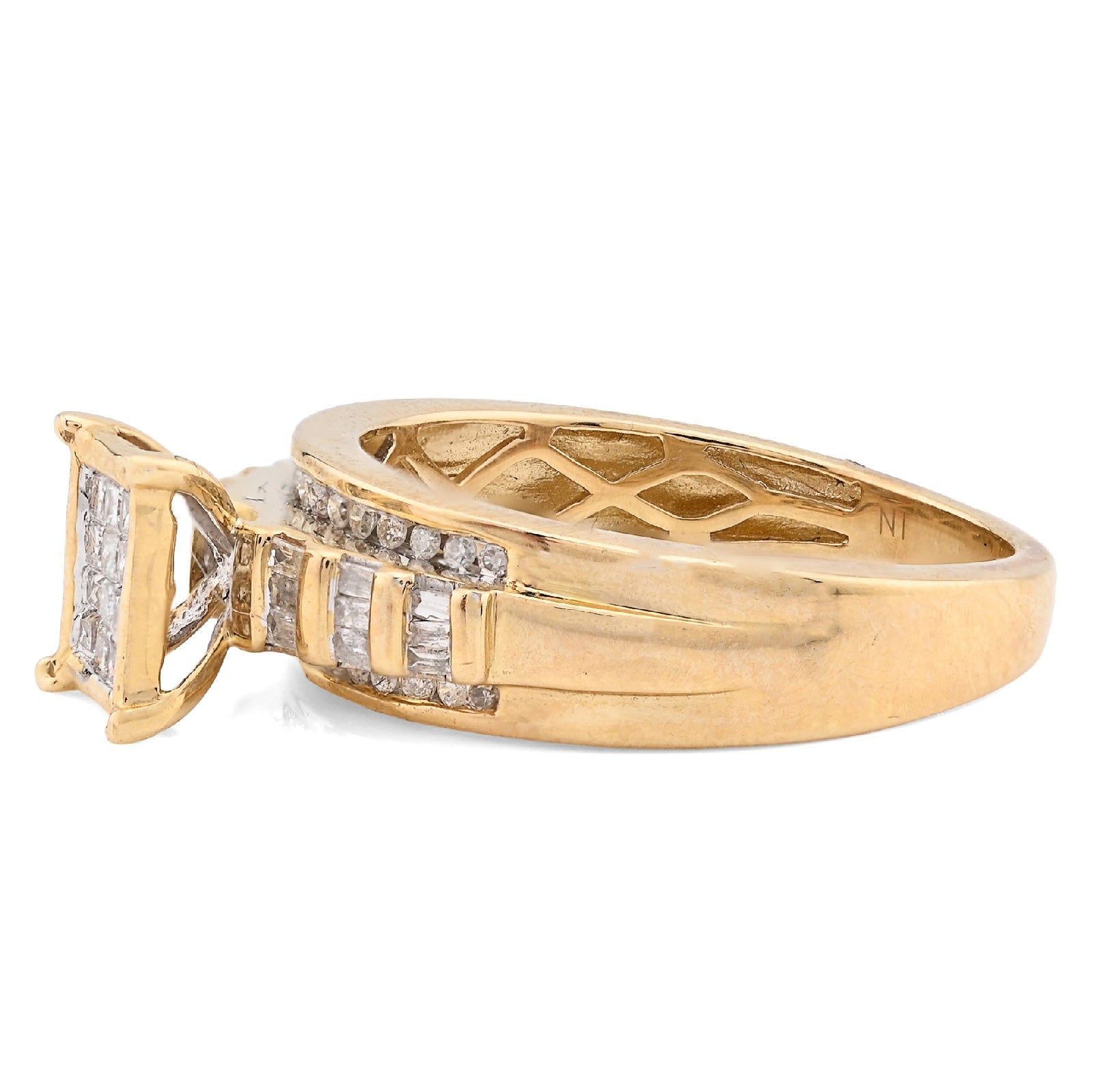 10K Yellow Gold 0.50CT Natural Diamond Rectangular Centre Baguette Women Wedding Ring - Elite Jewelers - Rings