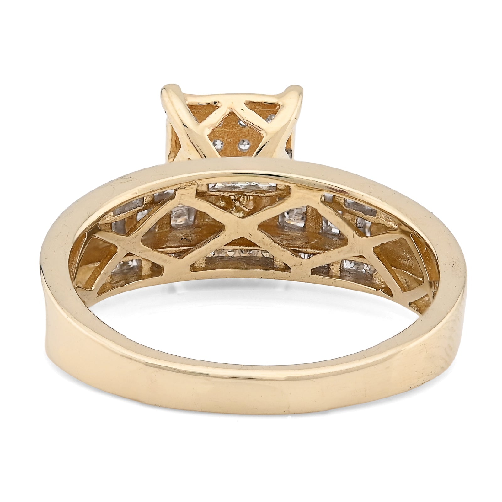 10K Yellow Gold 0.50CT Round/Baguette Natural Diamond Rectangular Women Band Ring - Elite Jewelers - Rings