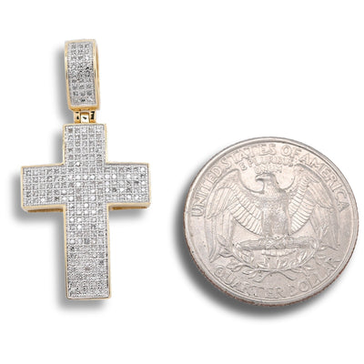 10k Yellow Gold 0.53 CTW Natural Diamond Religious Cross Pendant 3.7g Charm - Elite Jewelers - Charms & Pendants
