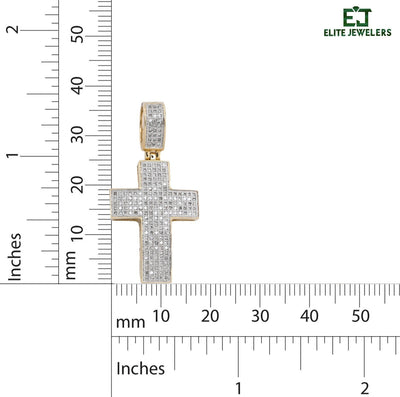 10k Yellow Gold 0.53 CTW Natural Diamond Religious Cross Pendant 3.7g Charm - Elite Jewelers - Charms & Pendants