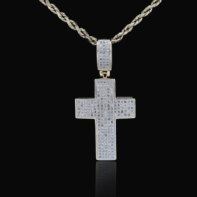 10k Yellow Gold 0.53 CTW Natural Diamond Religious Cross Pendant 3.7g Charm - Elite Jewelers - Charms & Pendants