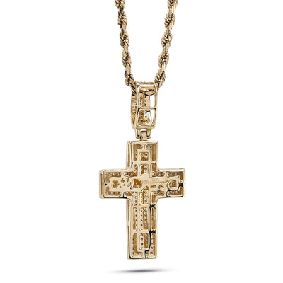 10k Yellow Gold 0.53 CTW Natural Diamond Religious Cross Pendant 3.7g Charm - Elite Jewelers - Charms & Pendants