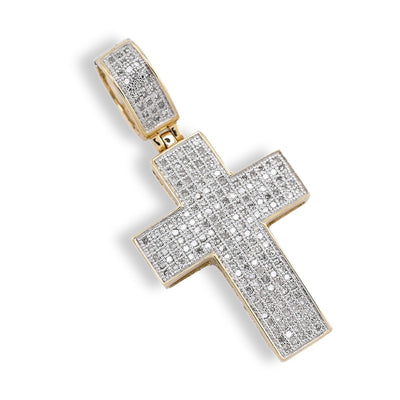 10k Yellow Gold 0.53 CTW Natural Diamond Religious Cross Pendant 3.7g Charm - Elite Jewelers - Charms & Pendants