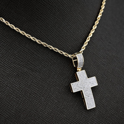 10k Yellow Gold 0.53 CTW Natural Diamond Religious Cross Pendant 3.7g Charm - Elite Jewelers - Charms & Pendants