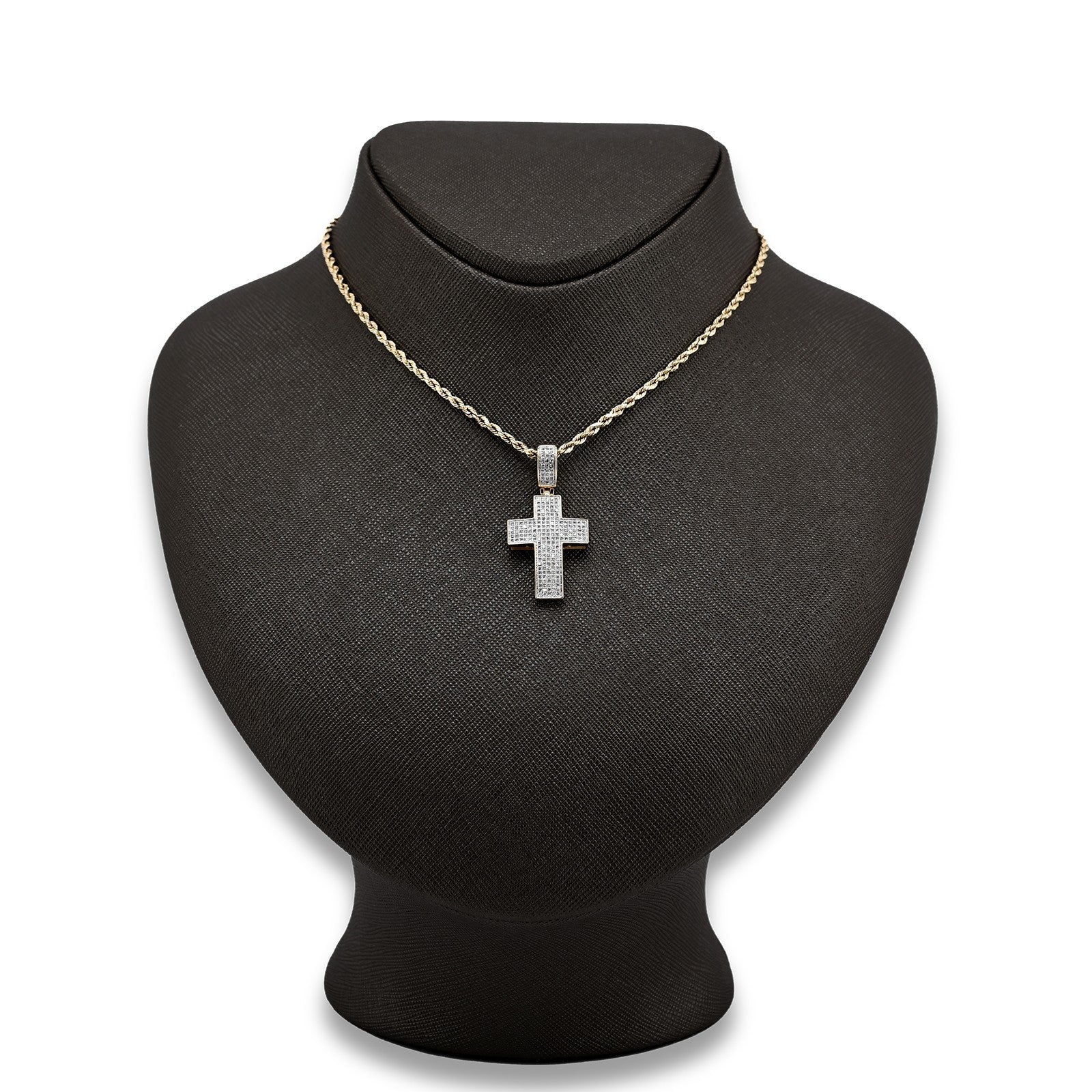 10k Yellow Gold 0.53 CTW Natural Diamond Religious Cross Pendant 3.7g Charm - Elite Jewelers - Charms & Pendants