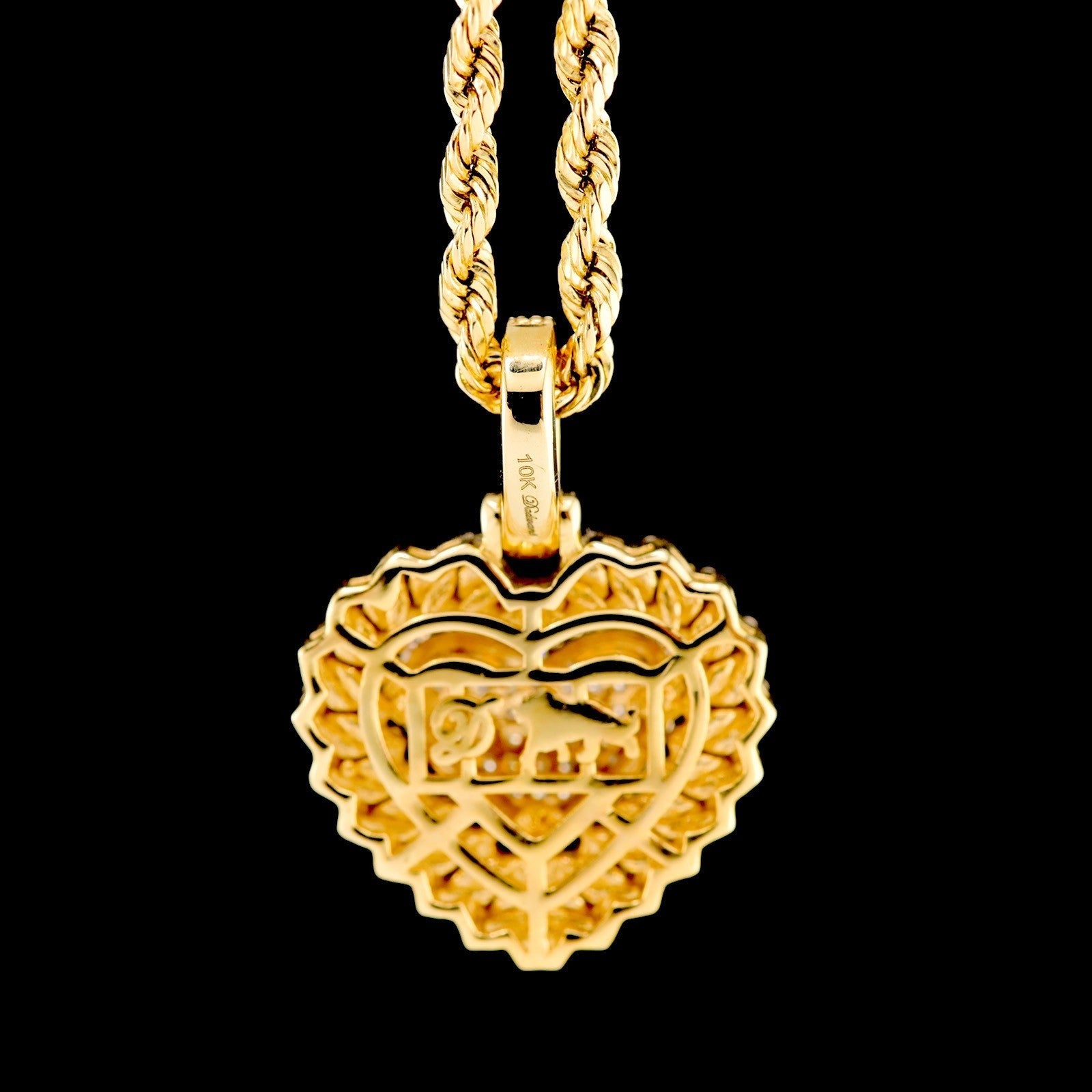 10k Yellow Gold 0.53CTW Natural Round Diamond Heart Pendant 4gms Love Charm - Elite Jewelers - Charms & Pendants
