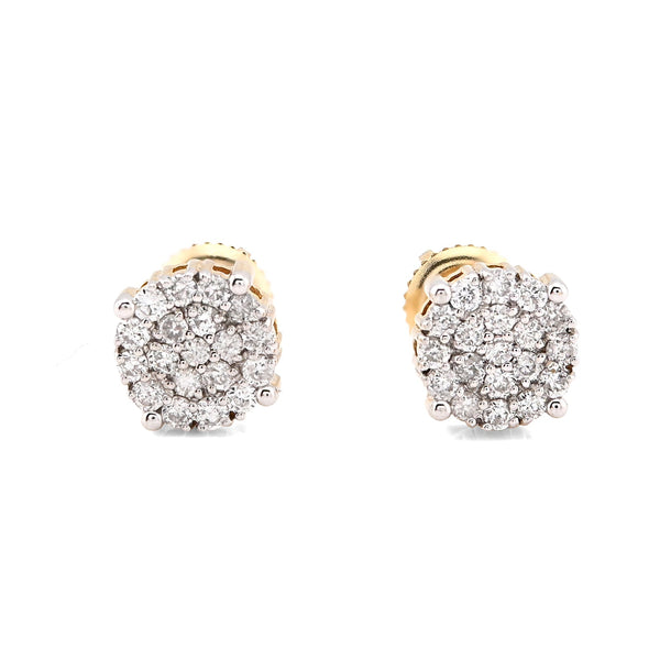 10K Yellow Gold 0.55CT Round Natural Diamond Cluster Diamond Earrings Men Women Studs - Elite Jewelers - Earrings