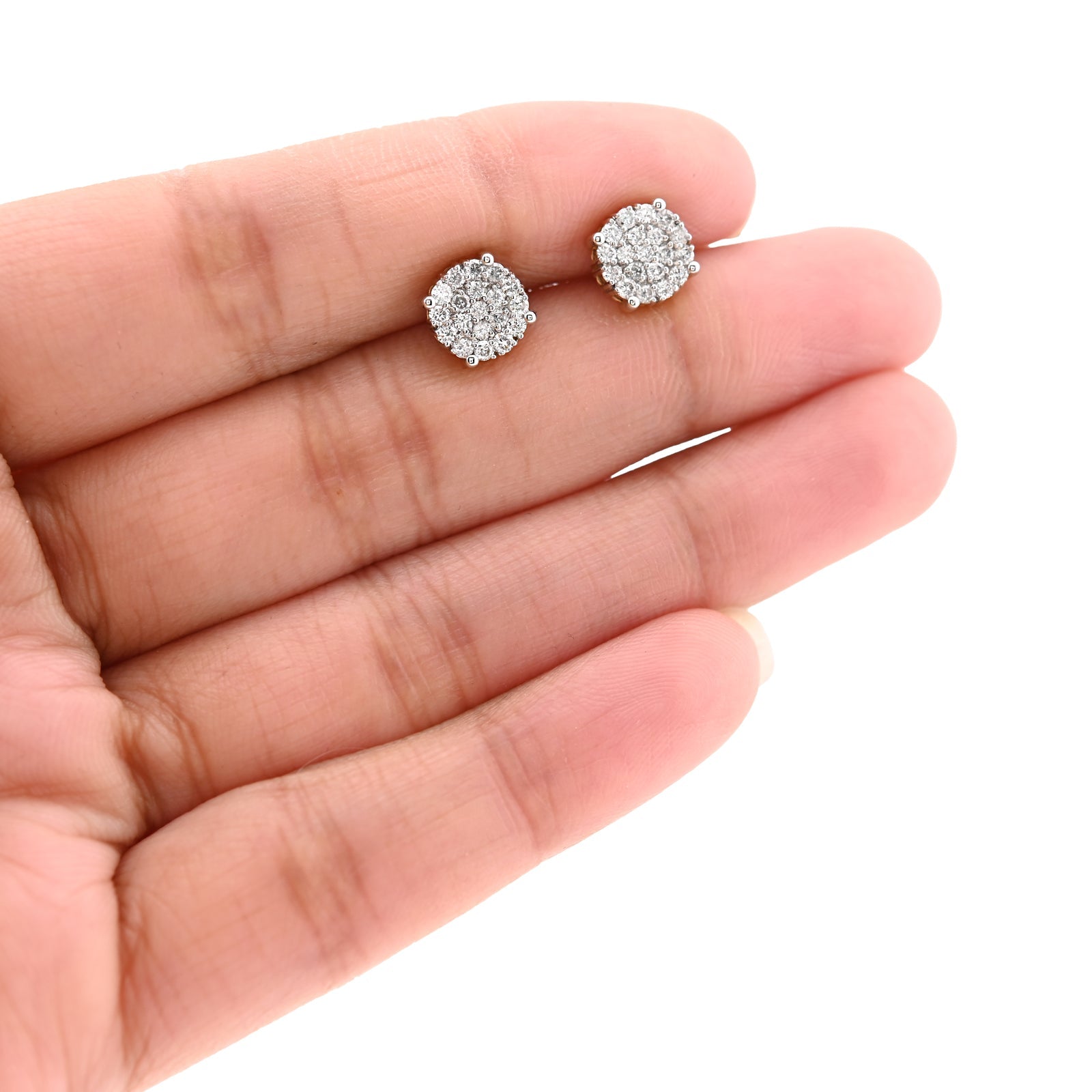 10K Yellow Gold 0.55CT Round Natural Diamond Cluster Diamond Earrings Men Women Studs - Elite Jewelers - Earrings