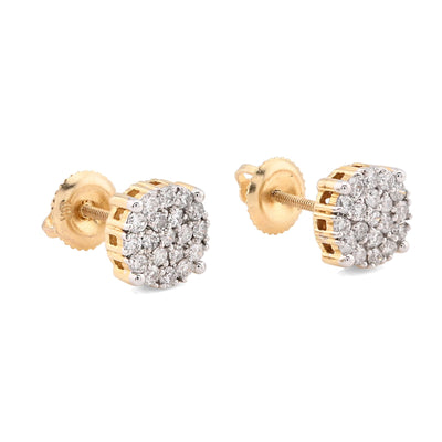 10K Yellow Gold 0.55CT Round Natural Diamond Cluster Diamond Earrings Men Women Studs - Elite Jewelers - Earrings
