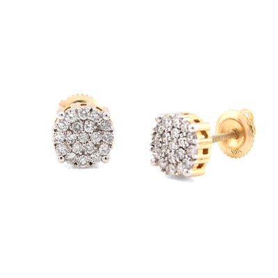 10K Yellow Gold 0.55CT Round Natural Diamond Cluster Diamond Earrings Men Women Studs - Elite Jewelers - Earrings
