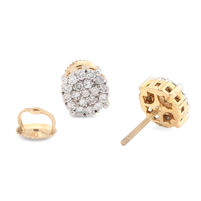 10K Yellow Gold 0.55CT Round Natural Diamond Cluster Diamond Earrings Men Women Studs - Elite Jewelers - Earrings