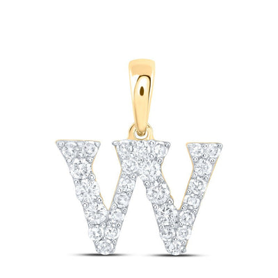 10k Yellow Gold 0.55gms 0.23CTW Natural Diamond Initial "W" Letter Pendant Charm - Elite Jewelers - Charms & Pendants