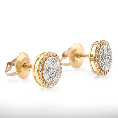 10K yellow Gold 0.56 CT natural Diamond Round/baguette 2 Layer Stud Men Women Earring - Elite Jewelers - Earrings