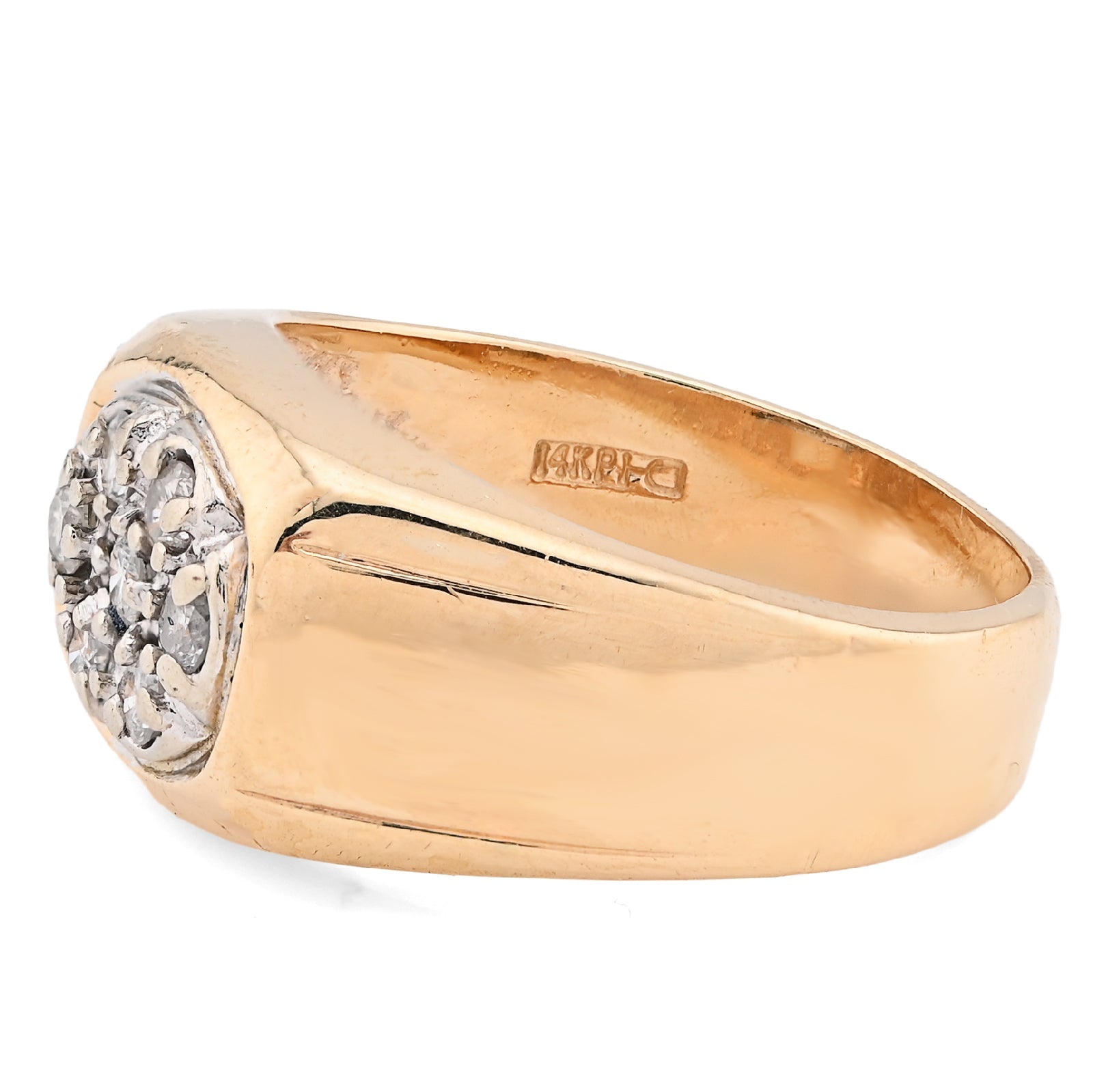10K Yellow Gold 0.5CT Natural Diamond Oval Rectangular Shape Men Pinky Ring - Elite Jewelers - Rings