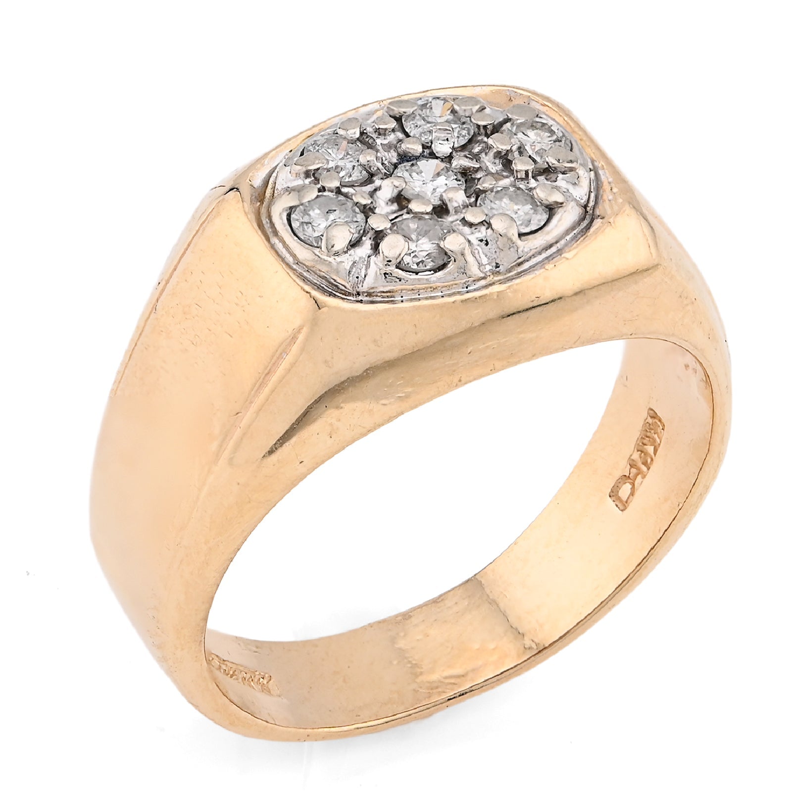 10K Yellow Gold 0.5CT Natural Diamond Oval Rectangular Shape Men Pinky Ring - Elite Jewelers - Rings