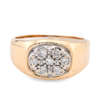 10K Yellow Gold 0.5CT Natural Diamond Oval Rectangular Shape Men Pinky Ring - Elite Jewelers - Rings