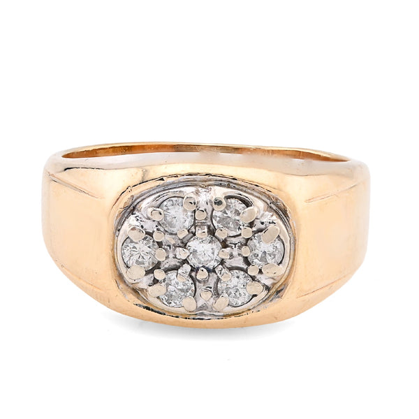 10K Yellow Gold 0.5CT Natural Diamond Oval Rectangular Shape Men Pinky Ring - Elite Jewelers - Rings