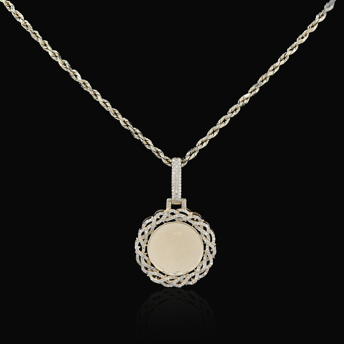 10k Yellow Gold 0.5CTW Natural Diamond Infinity Border Memory Pendant 4.3g Charm - Elite Jewelers - Charms & Pendants