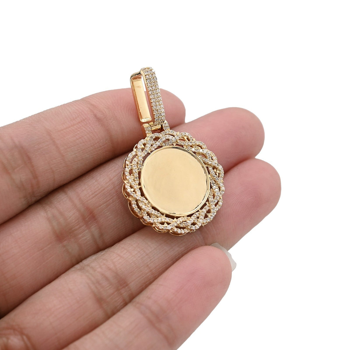 10k Yellow Gold 0.5CTW Natural Diamond Infinity Border Memory Pendant 4.3g Charm - Elite Jewelers - Charms & Pendants