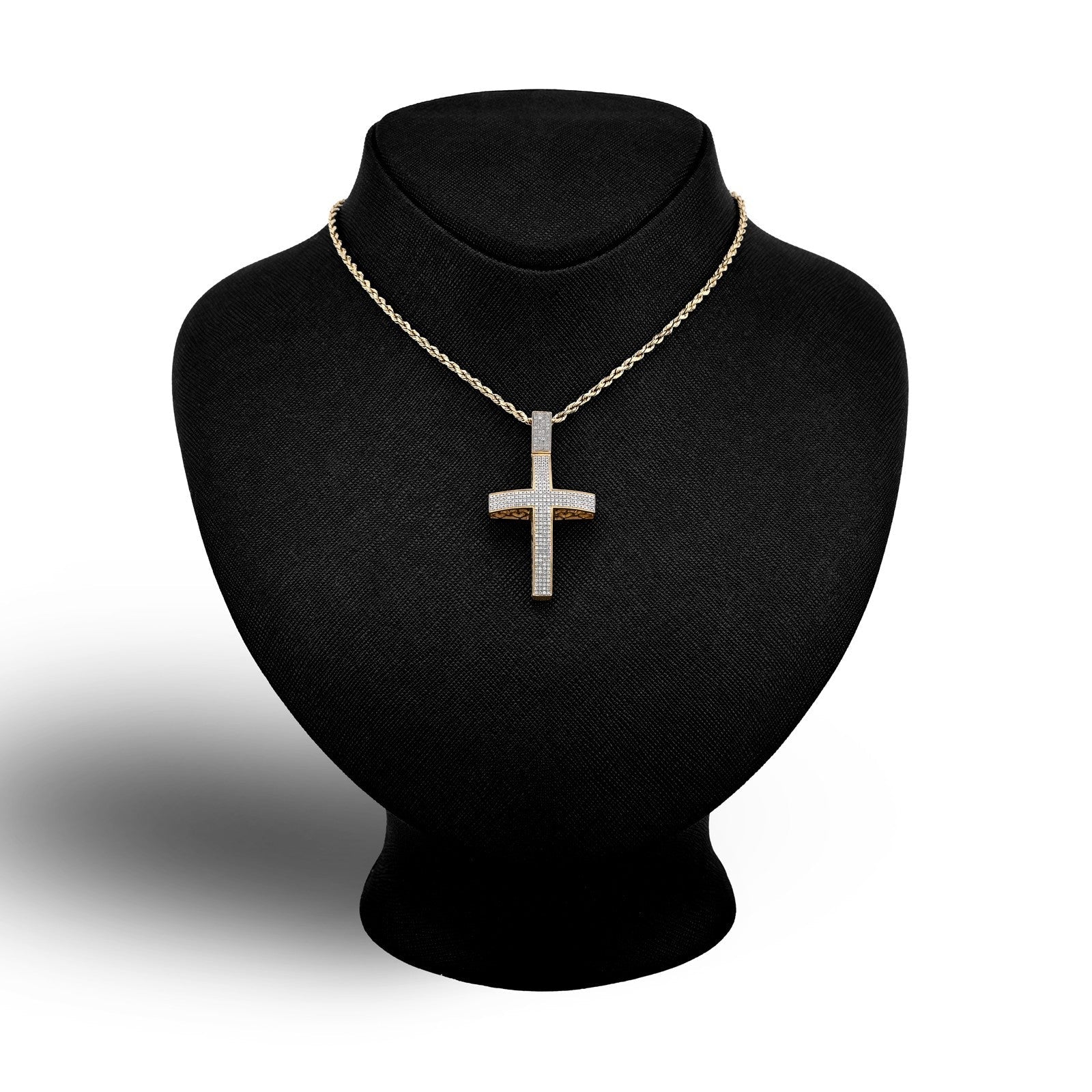10k Yellow Gold 0.5CTW Natural Diamond Unisex Cross Pendant 6.3g Religious Charm - Elite Jewelers - Charms & Pendants