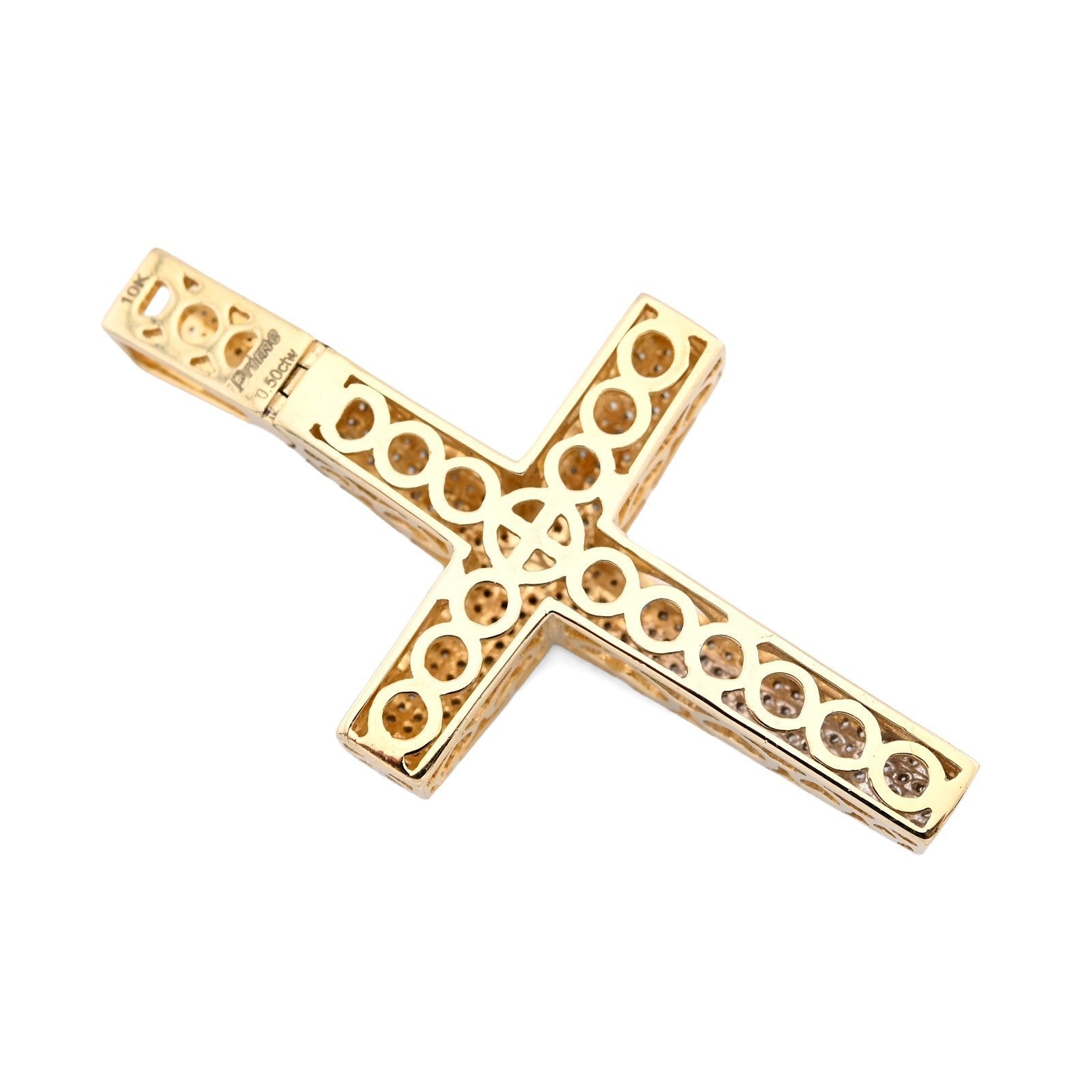 10k Yellow Gold 0.5CTW Natural Diamond Unisex Cross Pendant 6.3g Religious Charm - Elite Jewelers - Charms & Pendants