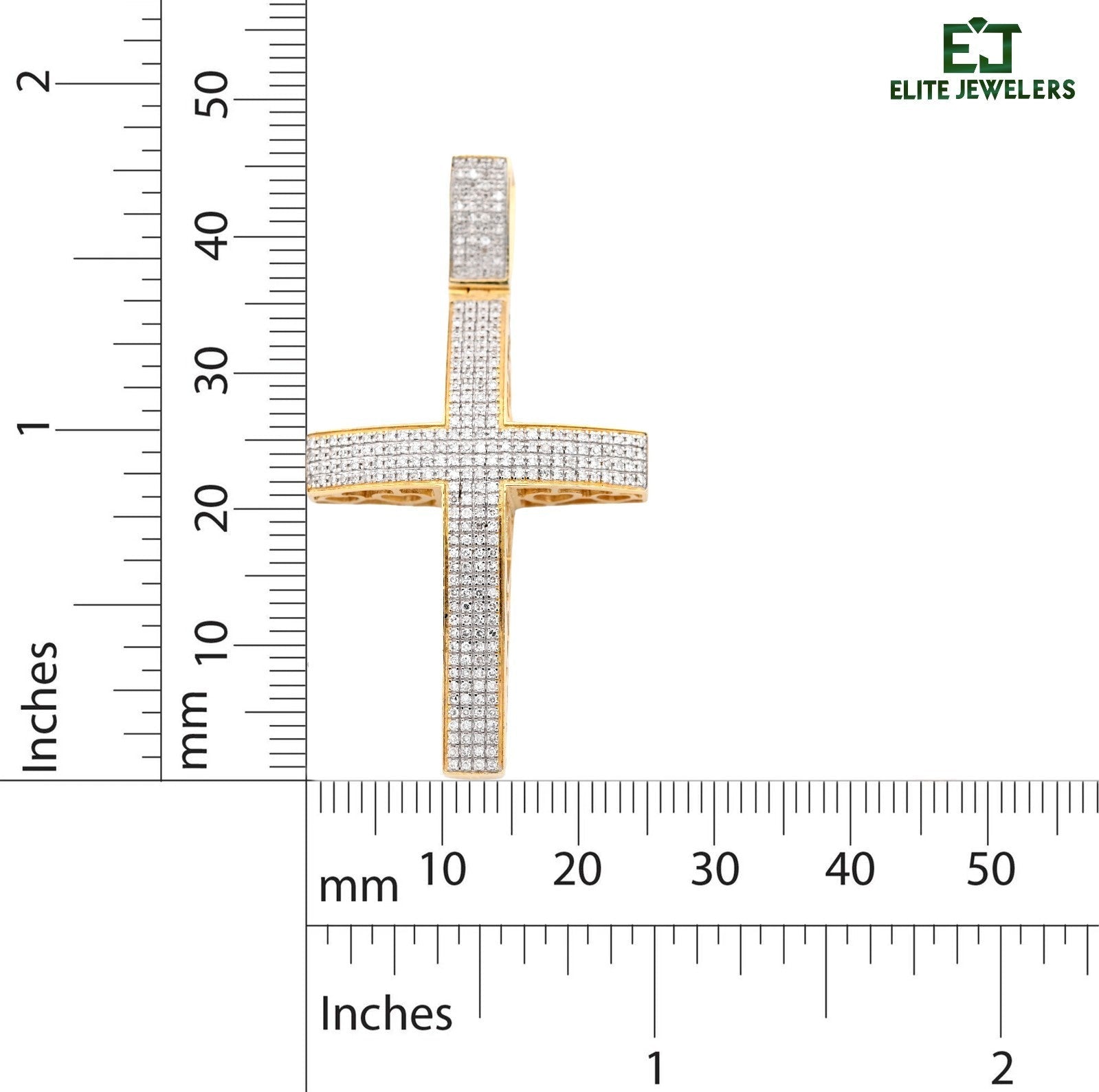 10k Yellow Gold 0.5CTW Natural Diamond Unisex Cross Pendant 6.3g Religious Charm - Elite Jewelers - Charms & Pendants