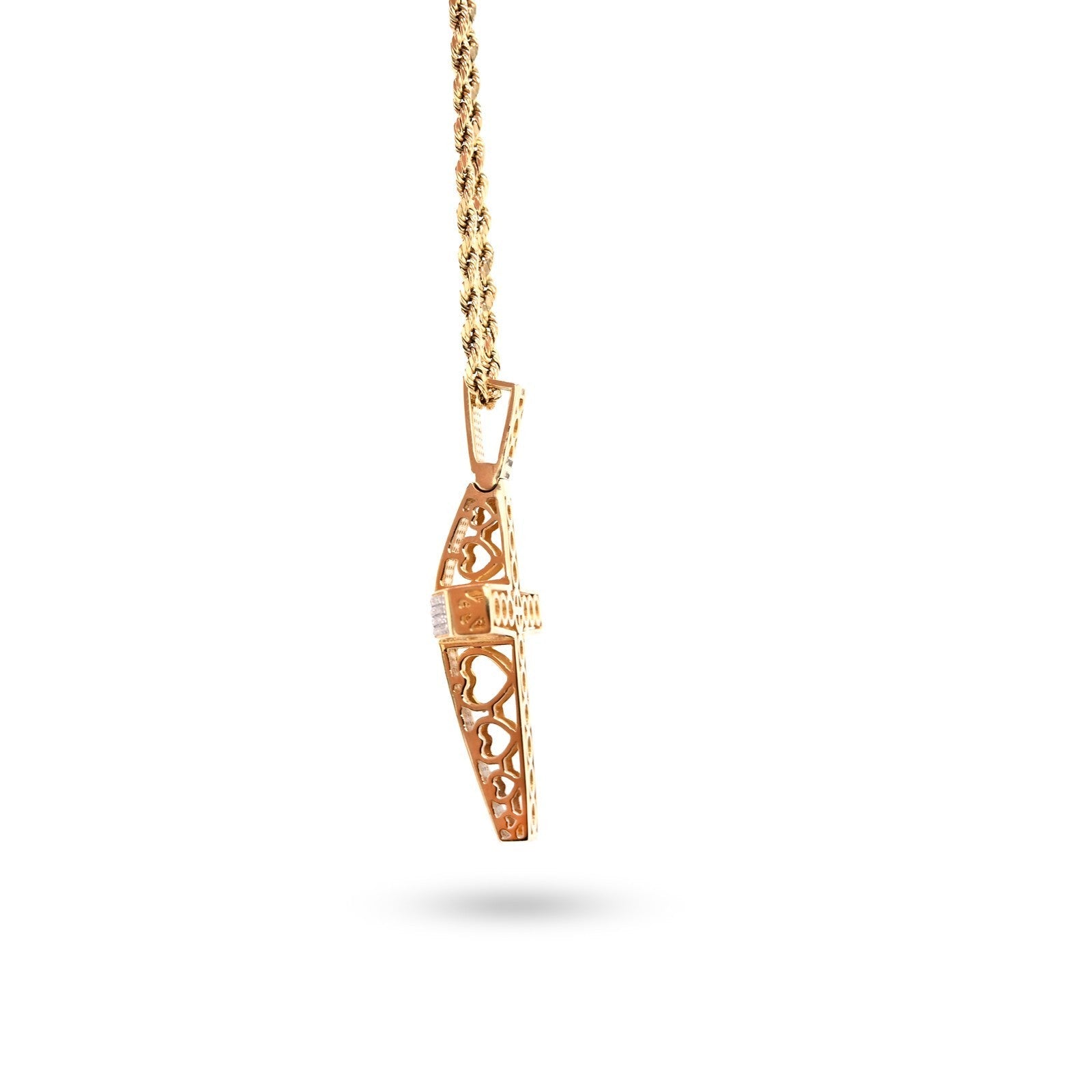 10k Yellow Gold 0.5CTW Natural Diamond Unisex Cross Pendant 6.3g Religious Charm - Elite Jewelers - Charms & Pendants