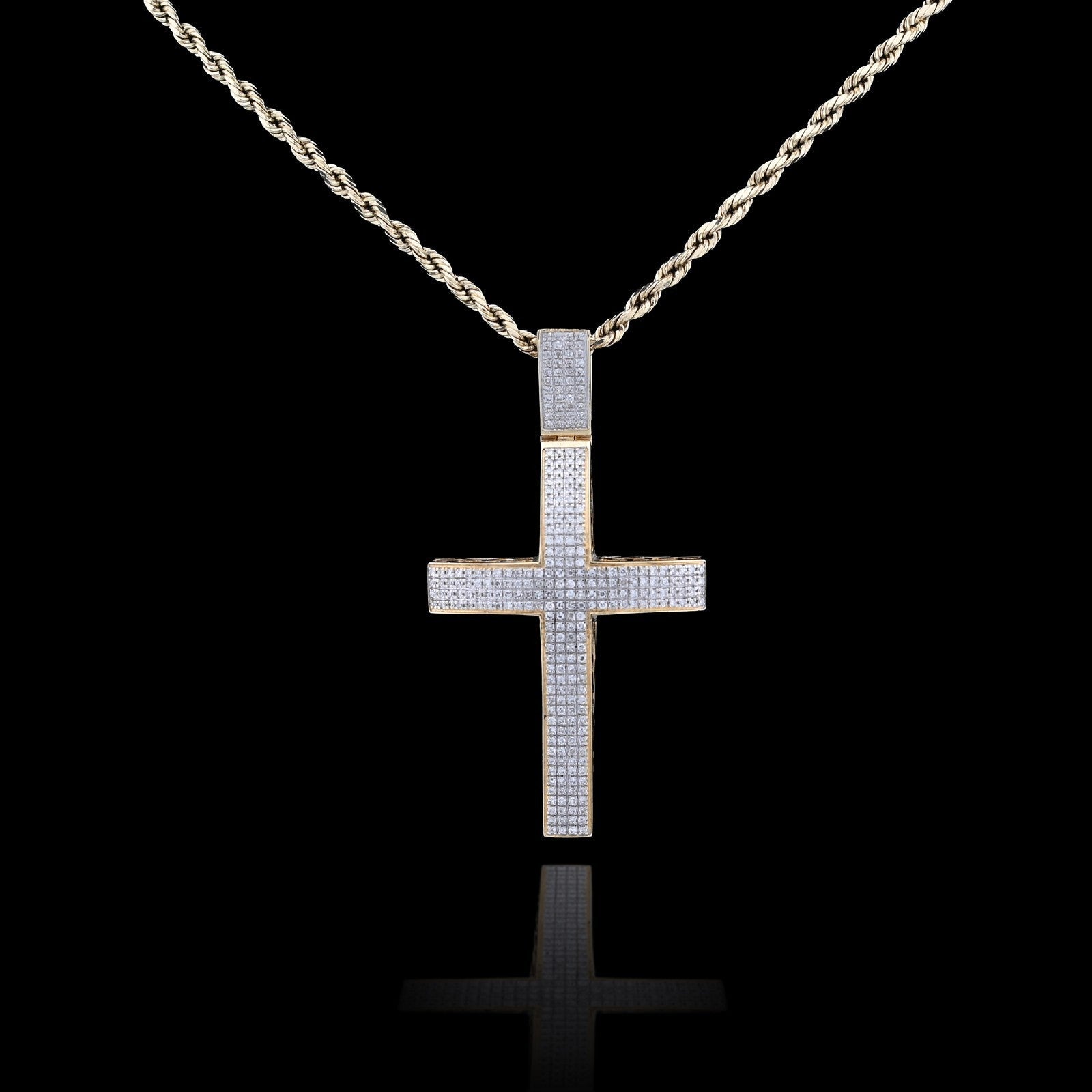 10k Yellow Gold 0.5CTW Natural Diamond Unisex Cross Pendant 6.3g Religious Charm - Elite Jewelers - Charms & Pendants