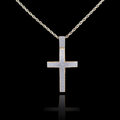 10k Yellow Gold 0.5CTW Natural Diamond Unisex Cross Pendant 6.3g Religious Charm - Elite Jewelers - Charms & Pendants